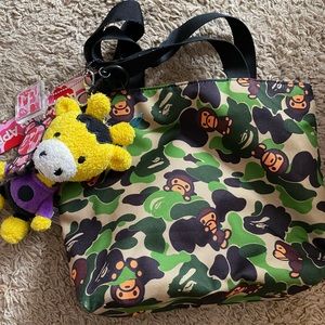 Bape Baby Milo Tote bag with plush keychains